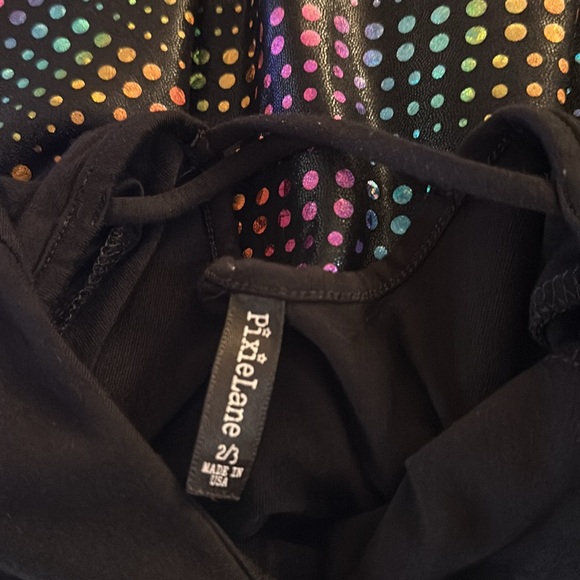 Pixie lane dress has black on top and flared rainbow sparkle on bottom. Size 2/3 - Picture 5 of 5
